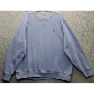 IZOD Sweatshirt Mens XXL Blue Fleece Lined Long Sleeve Embroidered Logo Pullover